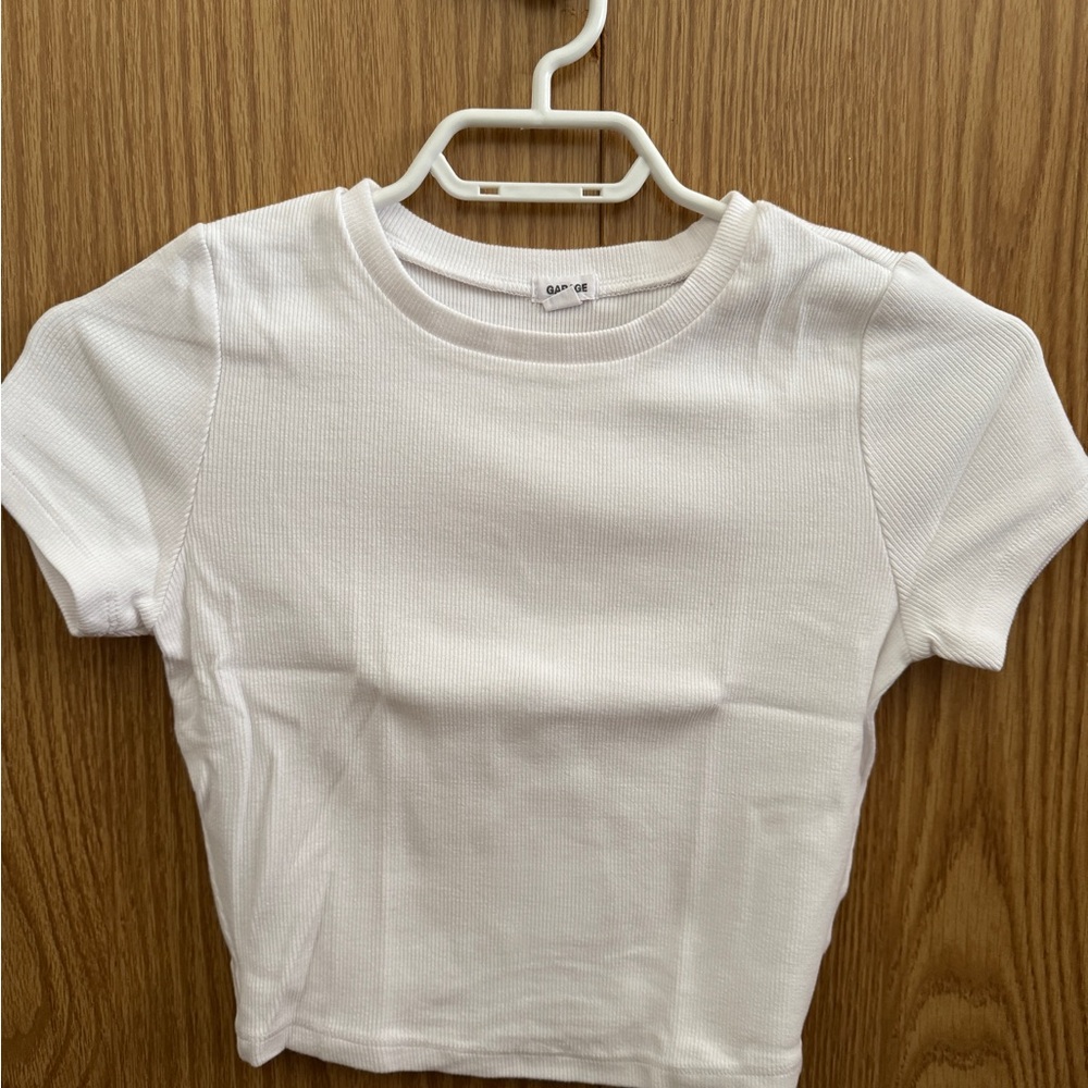 Garage White Cropped Short Sleeve Tee